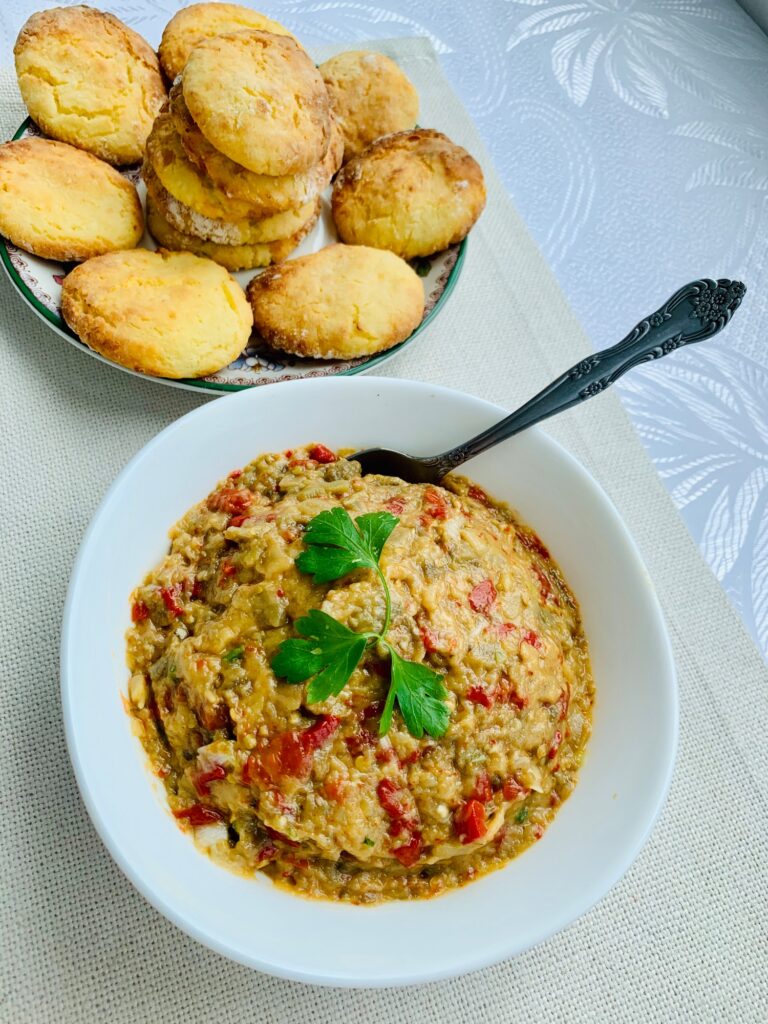 Salata de vinete cu ardei copti