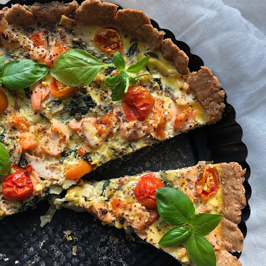 Quiche cu somon și spanac