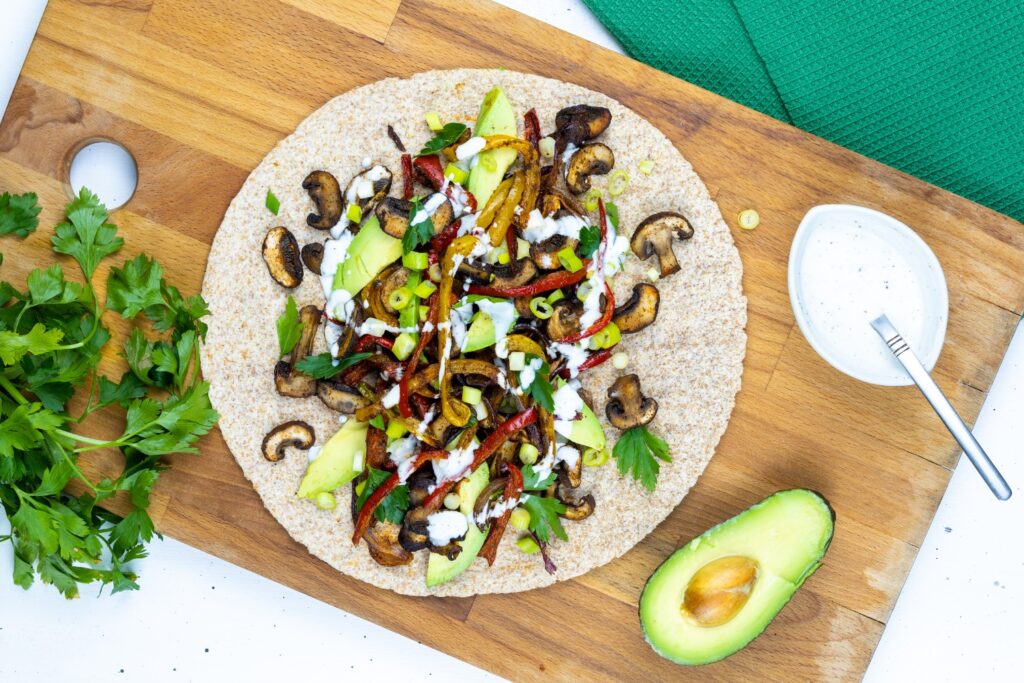Fajita vegetariană, cu ciuperci
