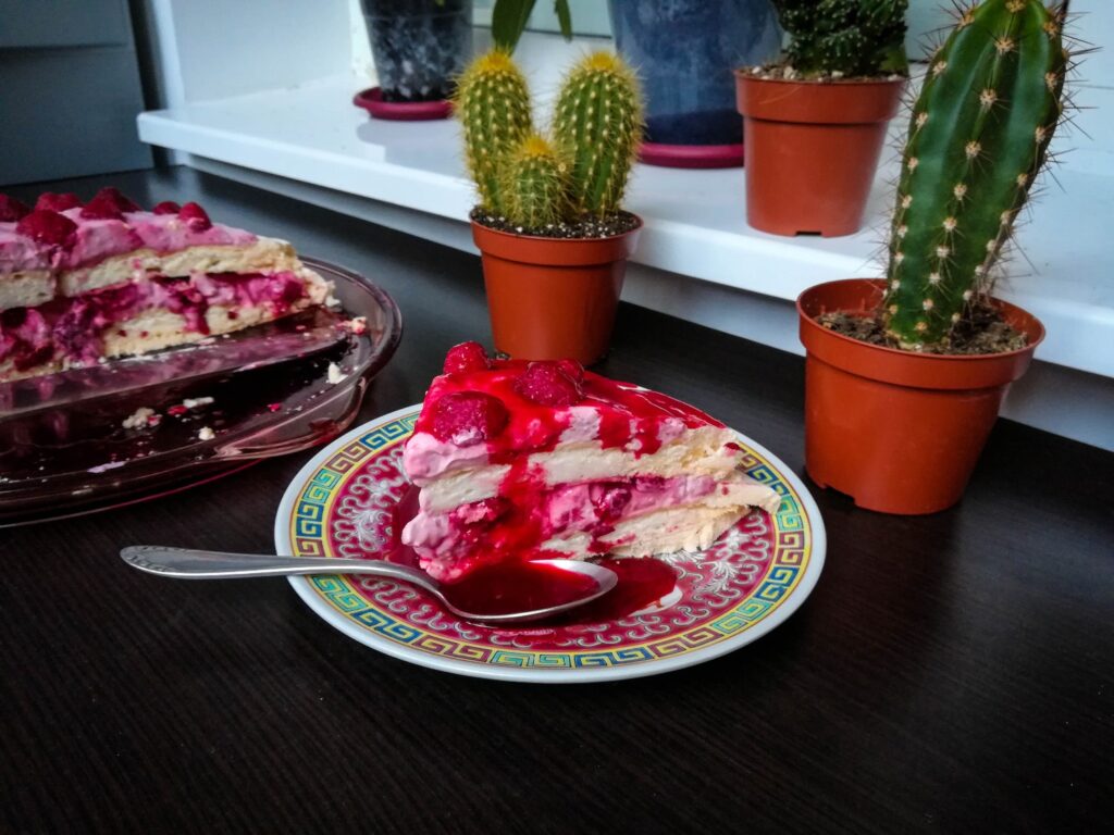 Raspberry Pavlova cake